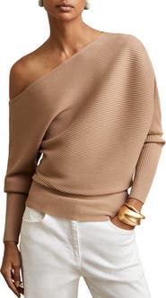Reiss Lorna Off the Shoulder Rib Sweater