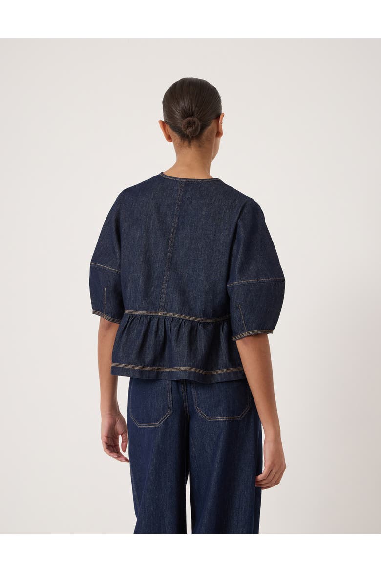 Betty Barrel Sleeve Denim Top, Alternate, color, Rinse Wash