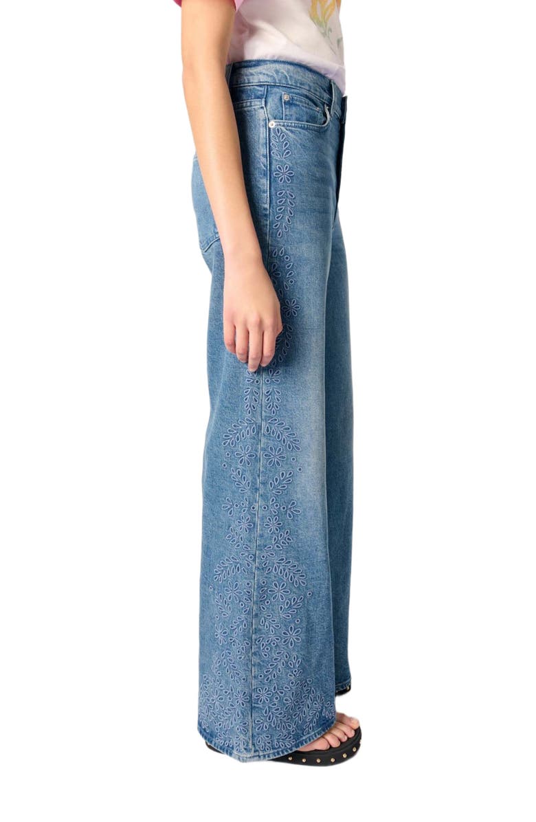 maje Embroidered jeans, Alternate, color, 