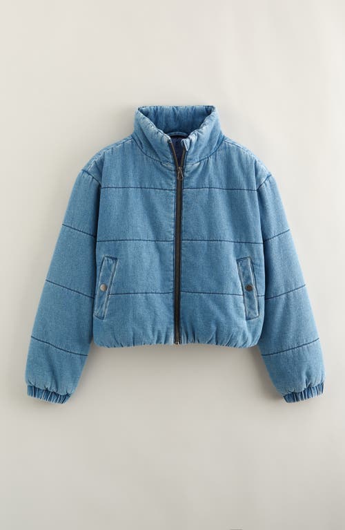 Treasure & Bond Kids' Denim Puffer Jacket In Blue