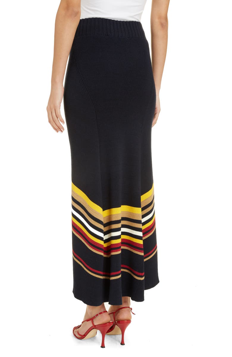 Victoria Beckham Stripe Hem Maxi Sweater Skirt, Alternate, color,