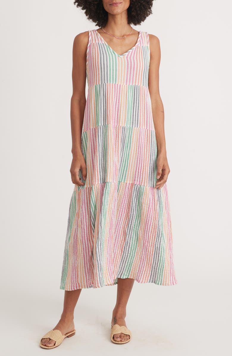 Marine Layer Corinne Stripe Sleeveless Cotton Gauze Maxi Dress, Main, color,