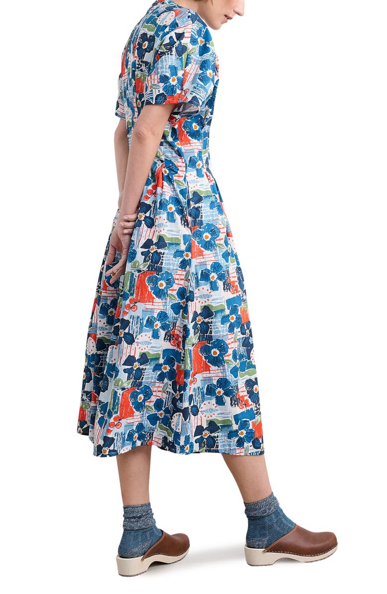Seasalt Cornwall Lamorna Print Organic Cotton Midi Dress, Alternate, color, Table Sketch Chalk