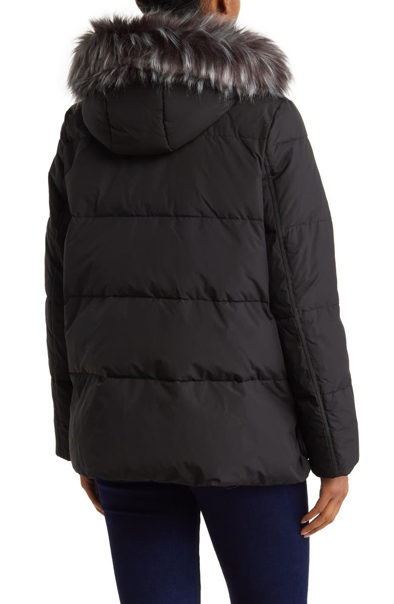 Andrew Marc Essential Water Resistant Down Puffer Faux Fur Hooded Jacket, Alternate, color, Black