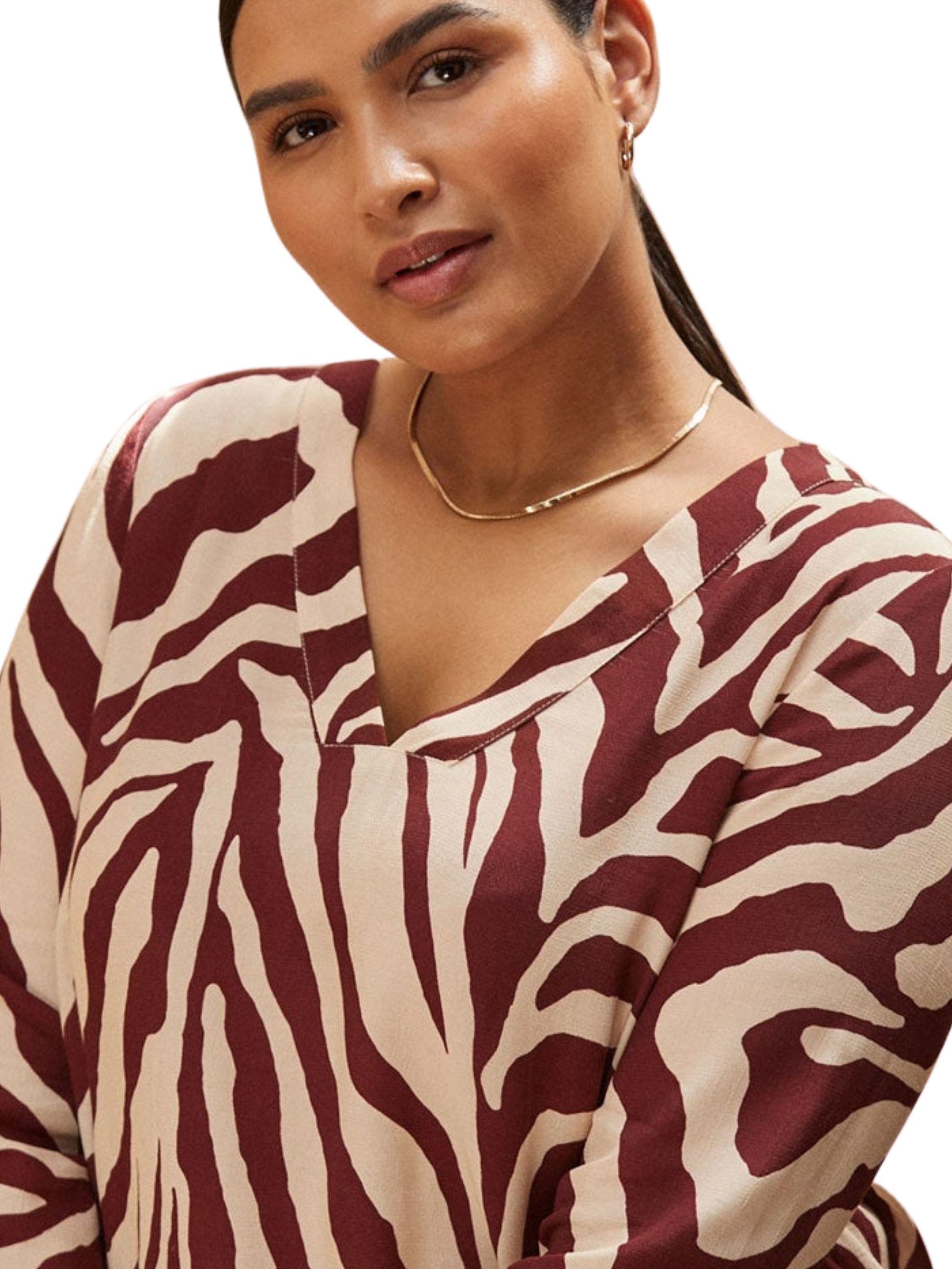 Animal Print Split Sleeve Blouse - image 2