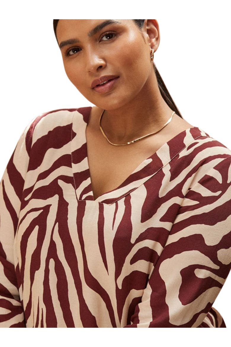 Animal Print Split Sleeve Blouse, Alternate, color, Cream