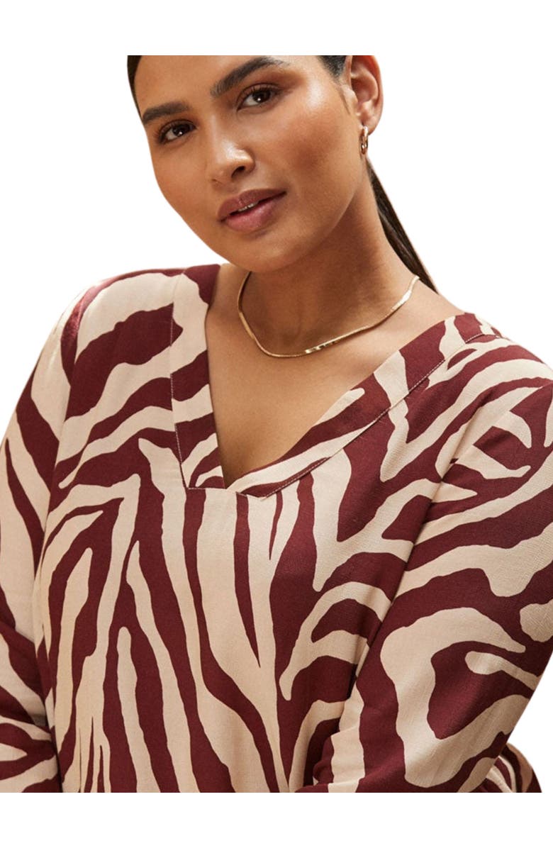 Live Unlimited Animal Print Split Sleeve Blouse, Alternate, color, Cream