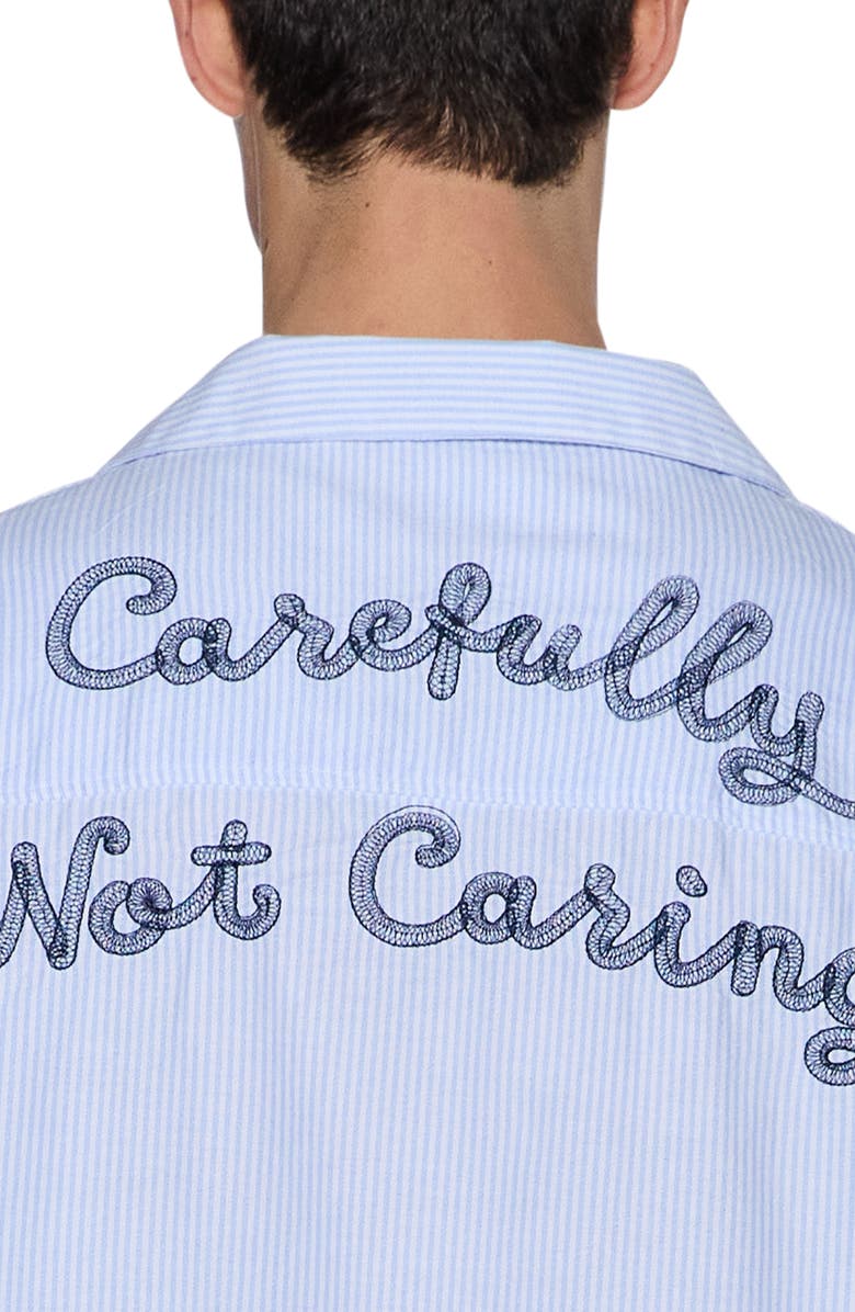 Ksubi Embroidered Caring Diner Tru Stripe Organic Cotton Camp Shirt, Alternate, color, Blue