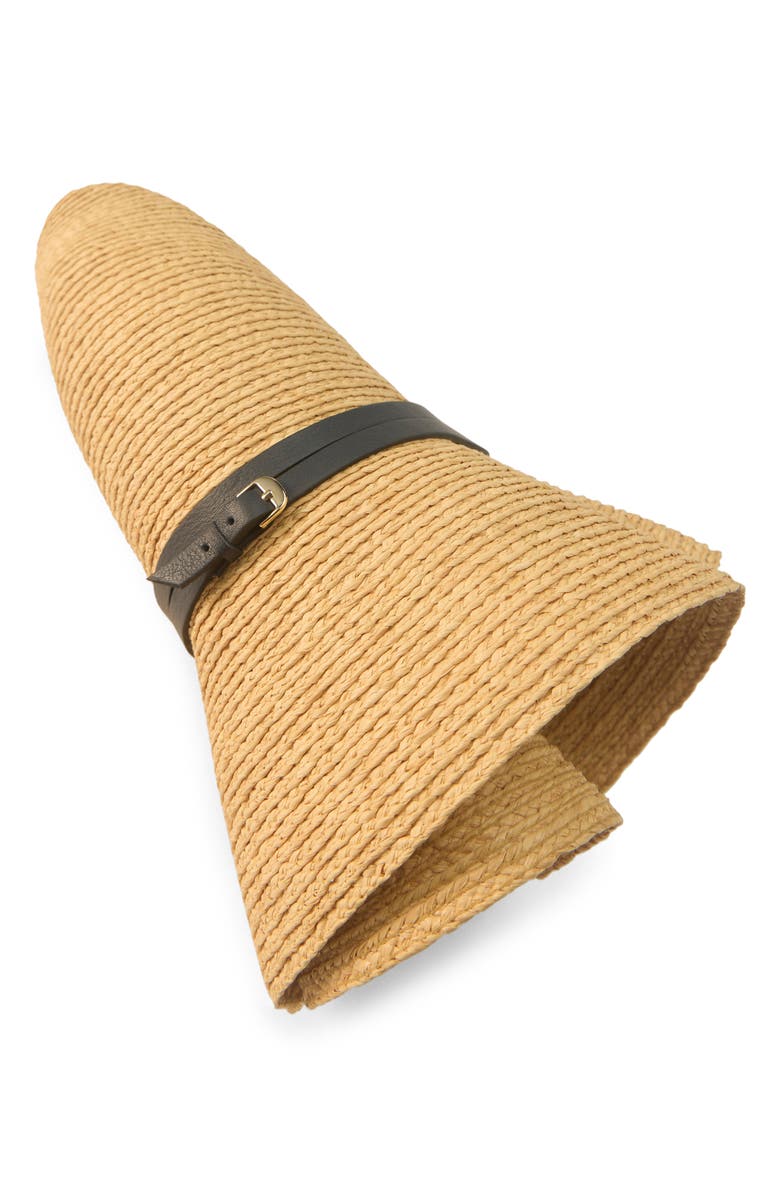 Helen Kaminski Packable Raffia Cloche Hat, Alternate, color, Natural/ Indigo