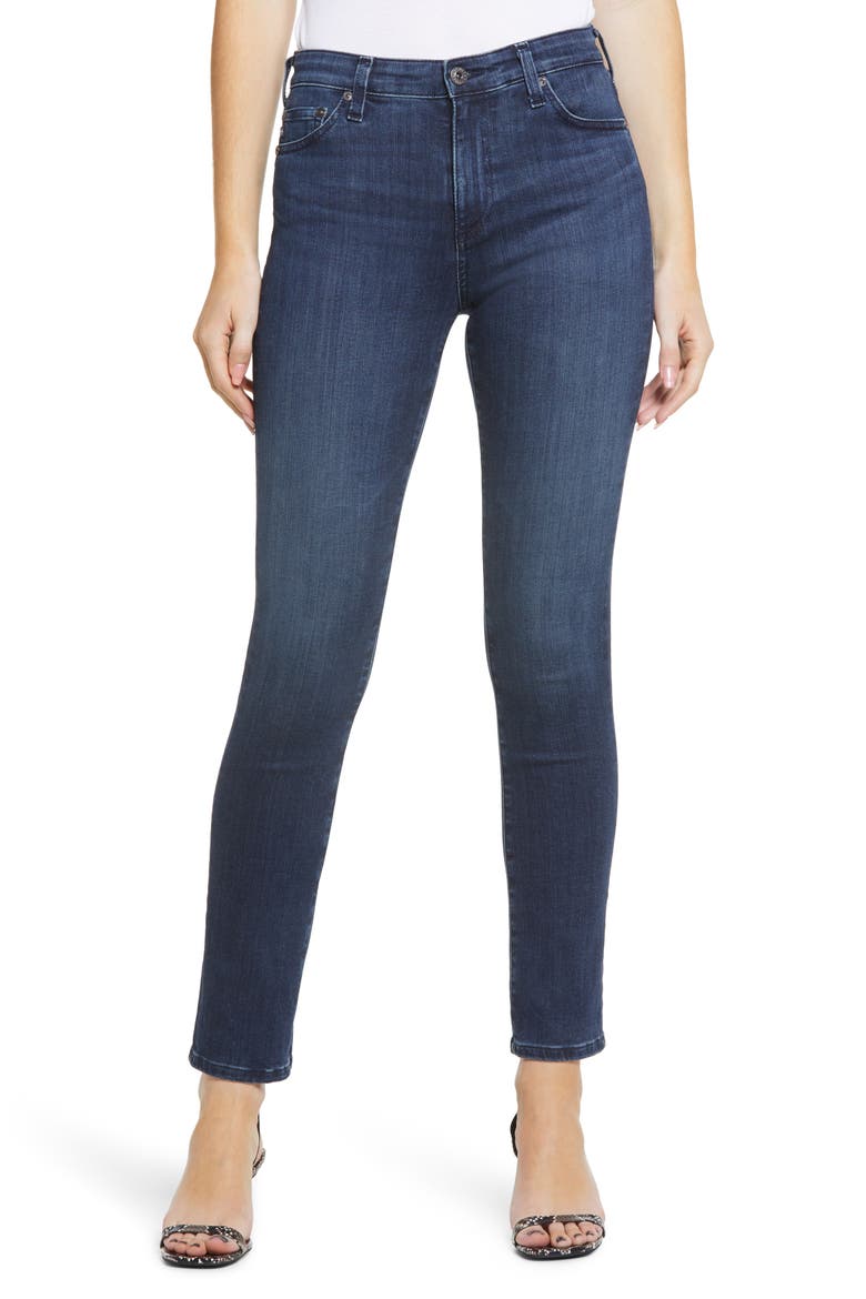 Mari High Waist Stretch Slim Straight Leg Jeans, Main, color, OASIS