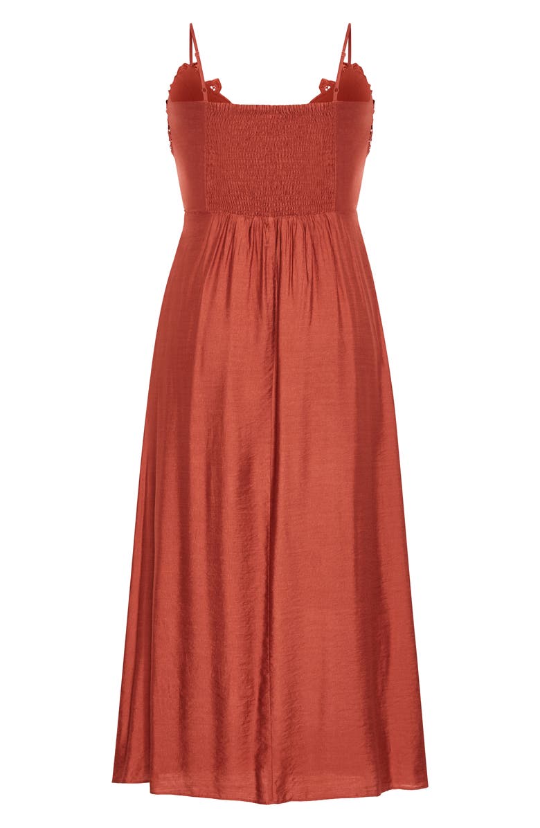 City Chic Martina Lace Trim Dress, Alternate, color, Cinnamon