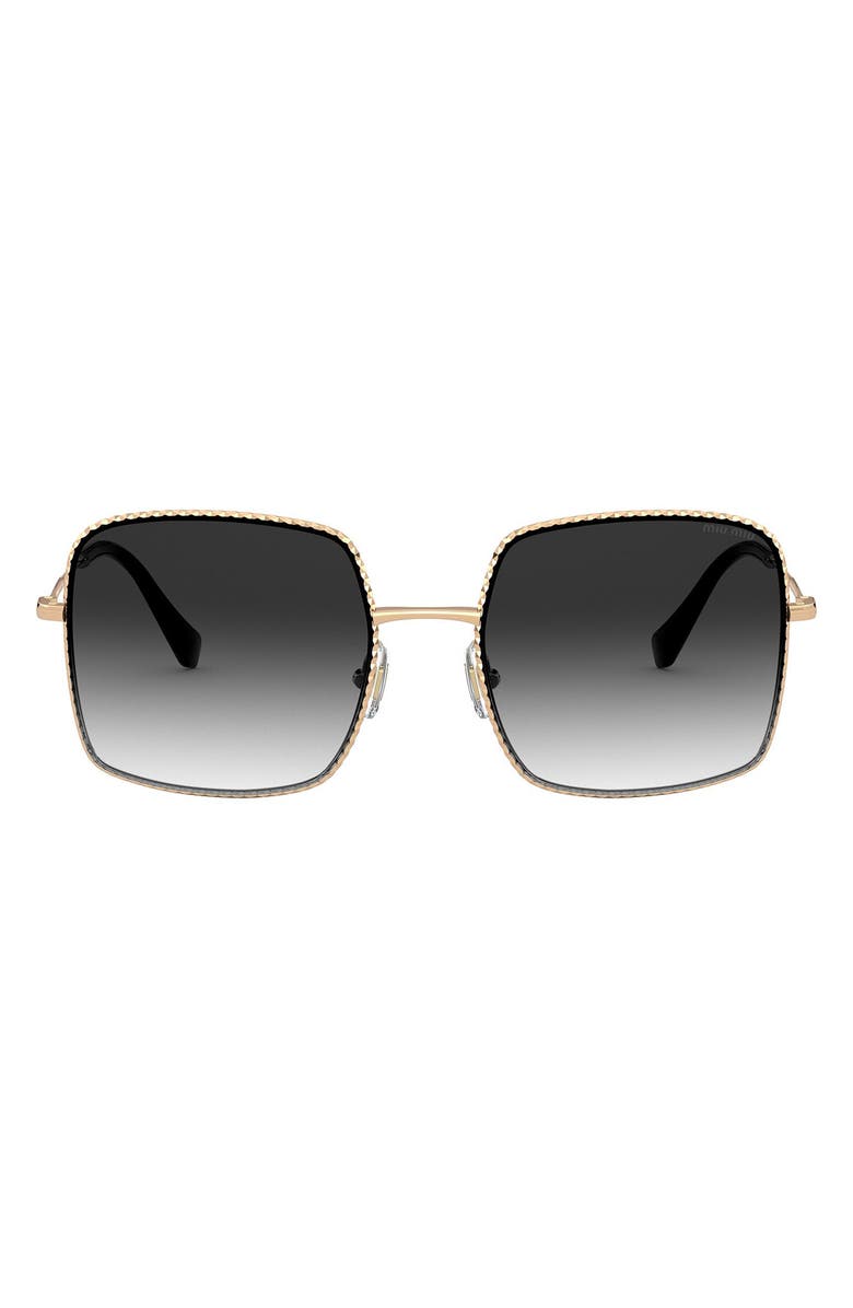 Miu Miu 56mm Gradient Rectangular Sunglasses, Main, color, Antique Gold/Grey Gradient