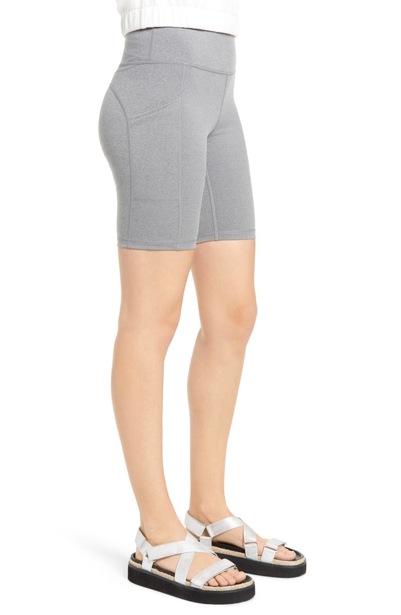 Hue Women's Active Pep Talking Pocket Performance Bike Shorts, Alternate, color, Still Grey