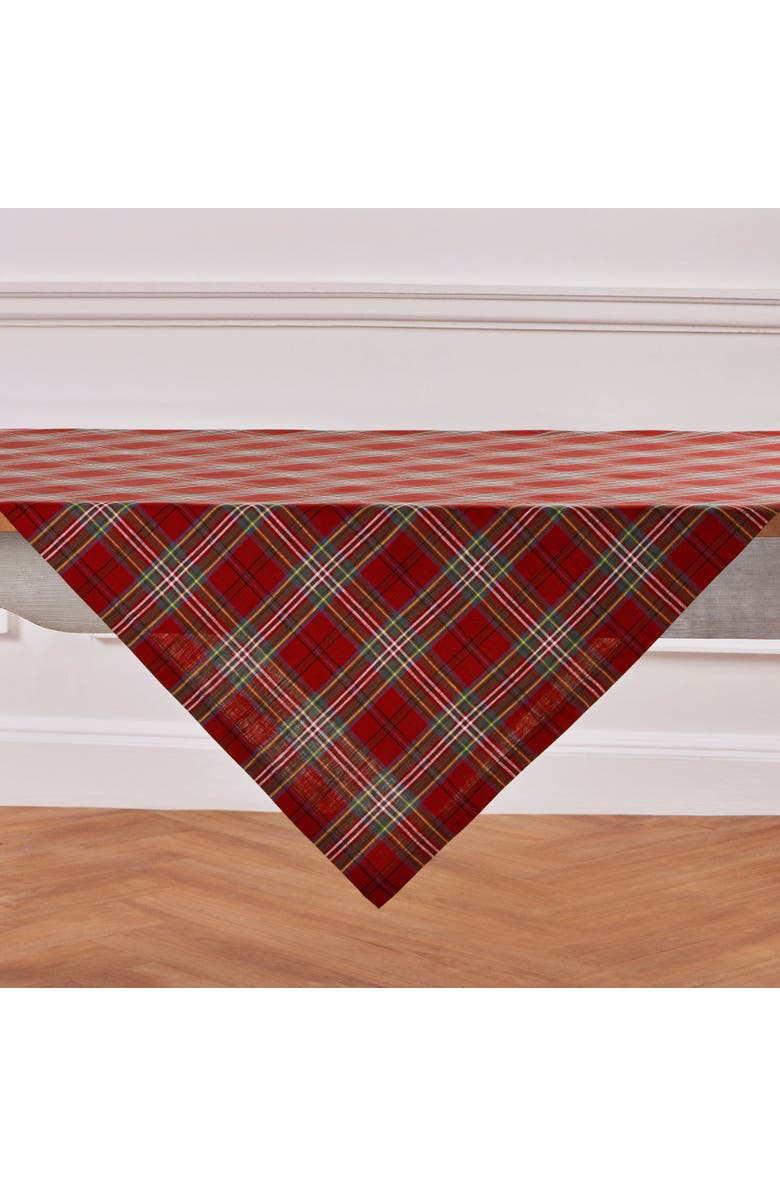 Solino Home Linen Table Throw - Classic Tartan Plaid, 52" x 52", 52" x 52", Alternate, color, Red