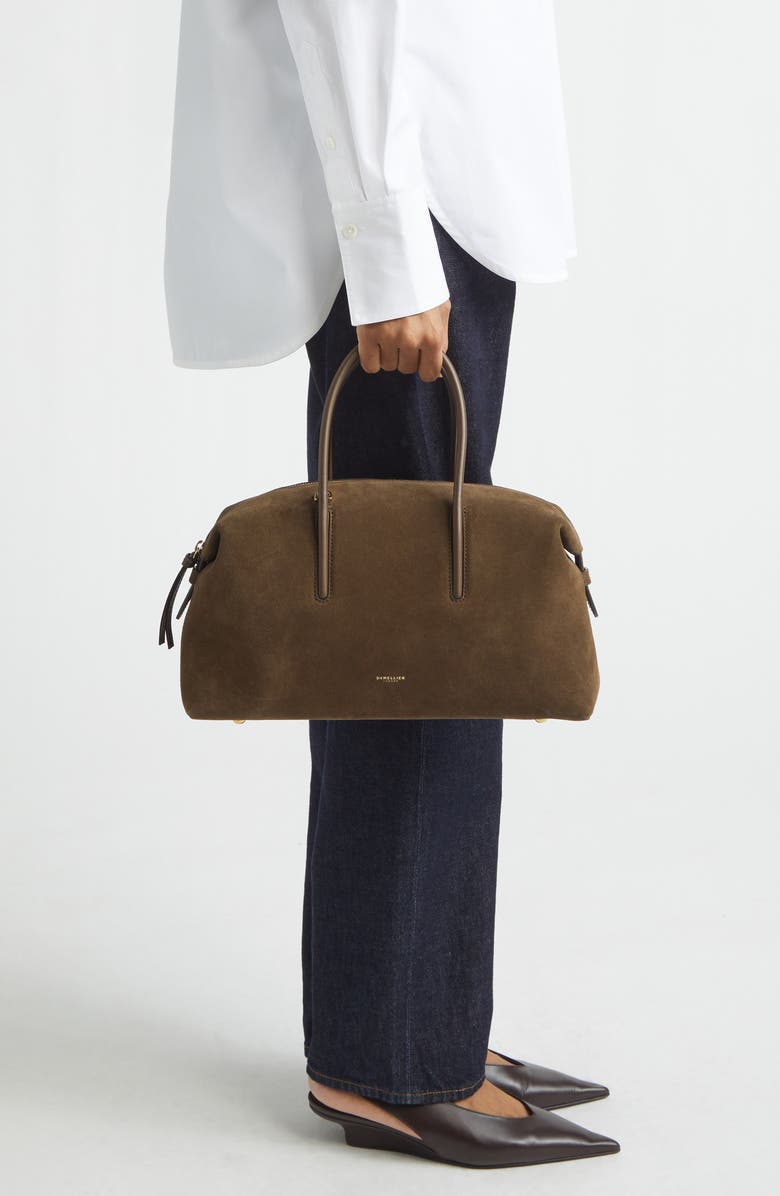 DeMellier The Midi Stockholm Suede Top Handle Bag, Alternate, color, Hazel