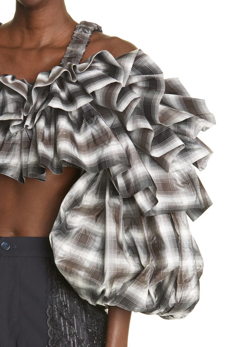 Vaquera Unisex Cha Cha Ruffle Silk Crop Top, Alternate, color, 