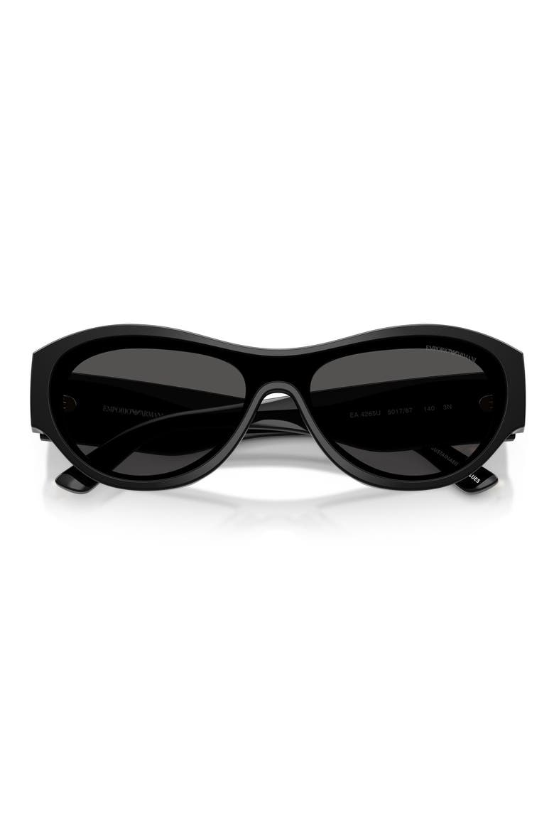 136mm Irregular Sunglasses, Alternate, color, SHINY BLACK / DARK GREY