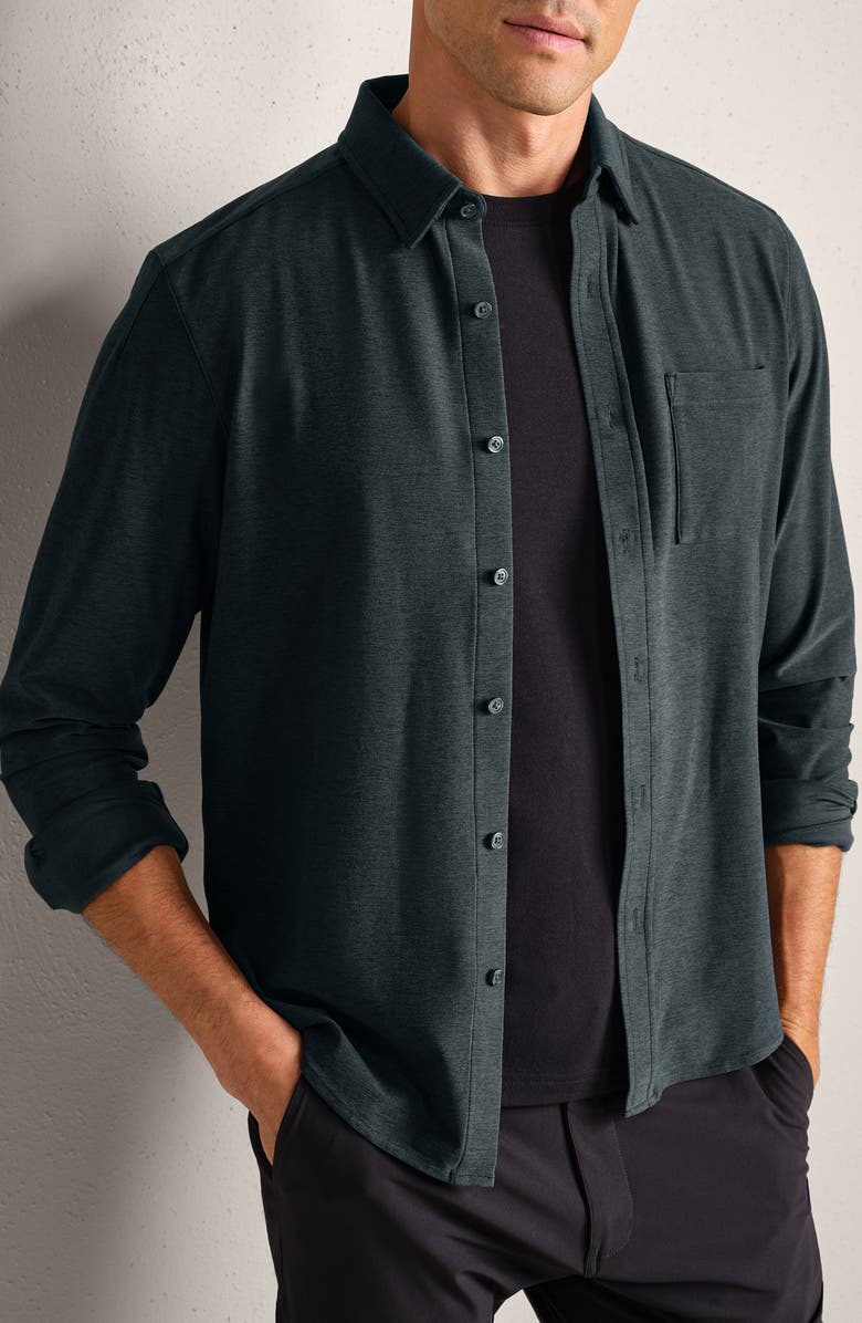 Rhone WFH Knit Button-Up Shirt, Main, color, Pine Gray