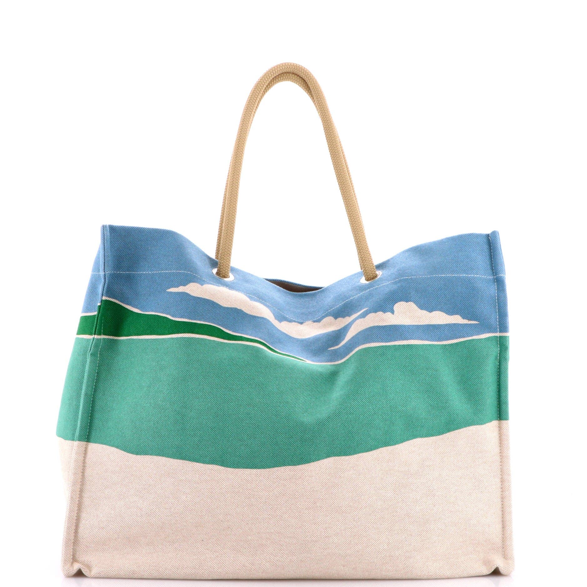 Beach Bag Printed Canvas, Alternate, color, Blue