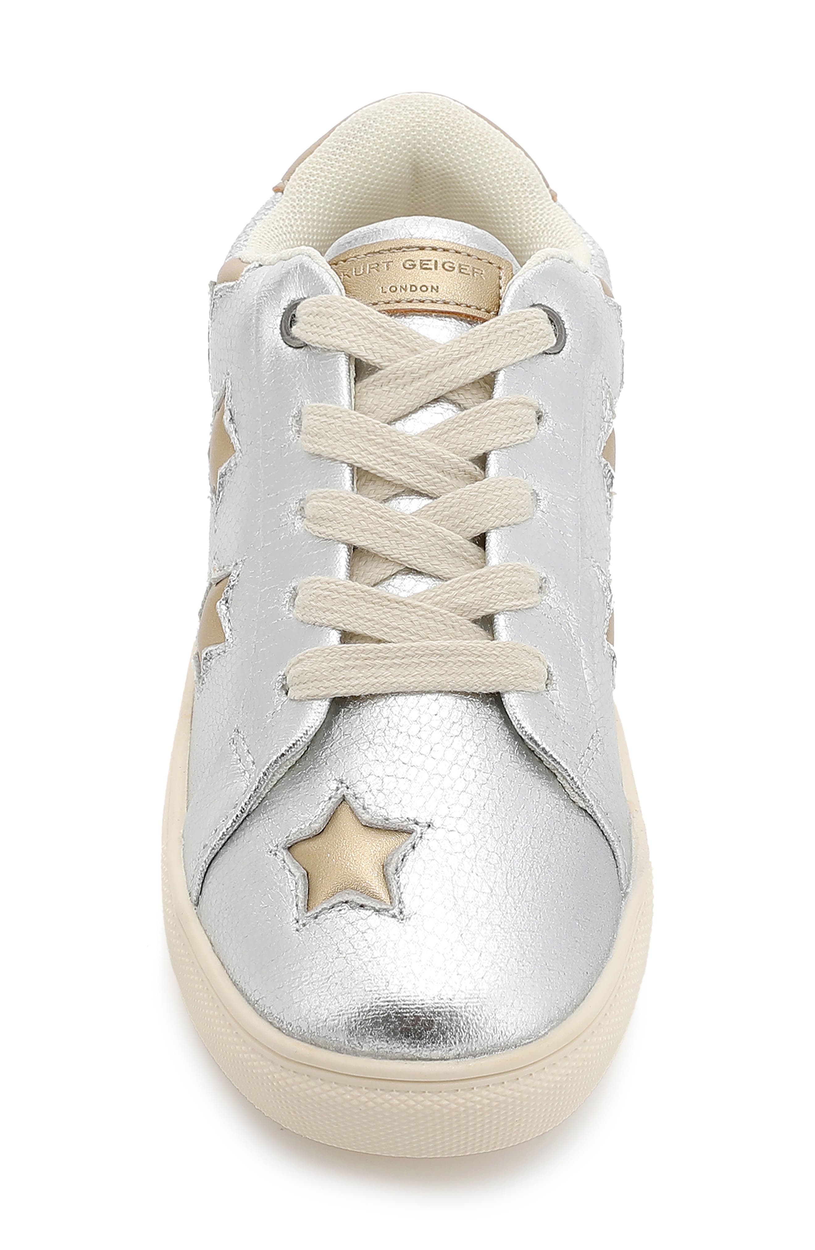 Kurt Geiger London Kids' Mini Lane Star Sneaker, Alternate, color, Silver Gold