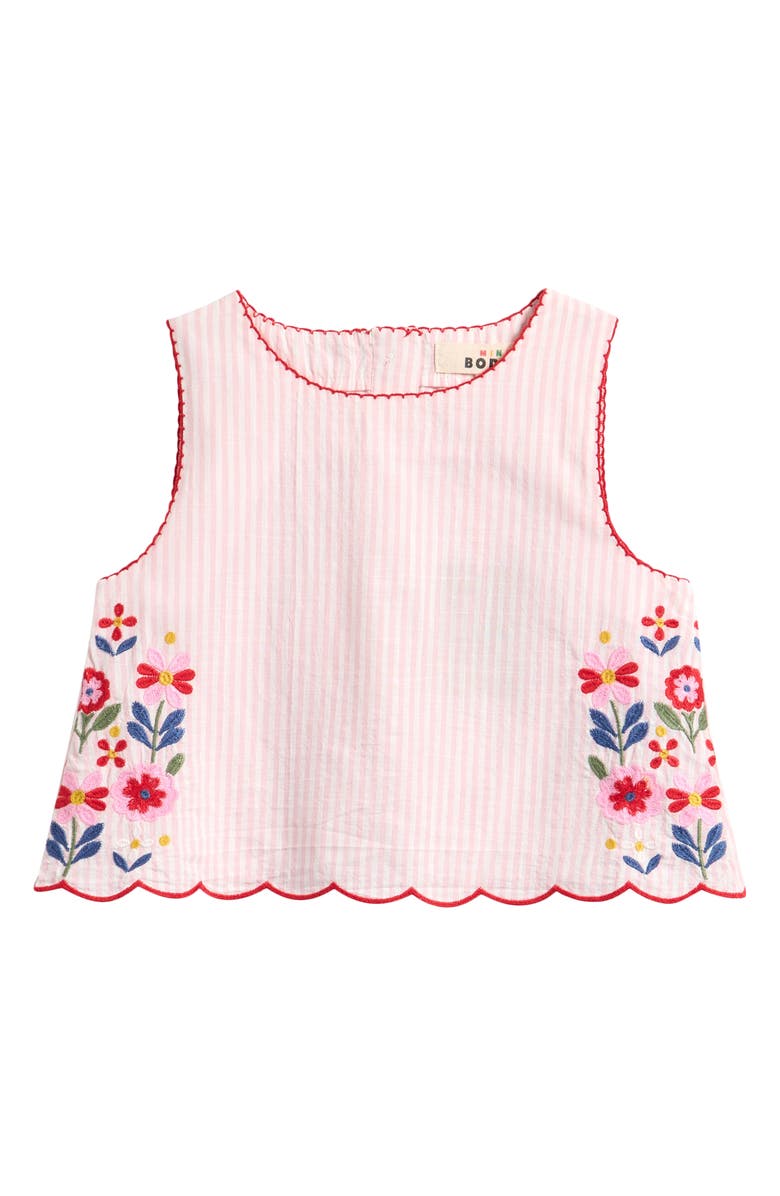 Mini Boden Kids' Floral Embroidered Tank, Main, color, Chalk Pink/ Ivory Floral
