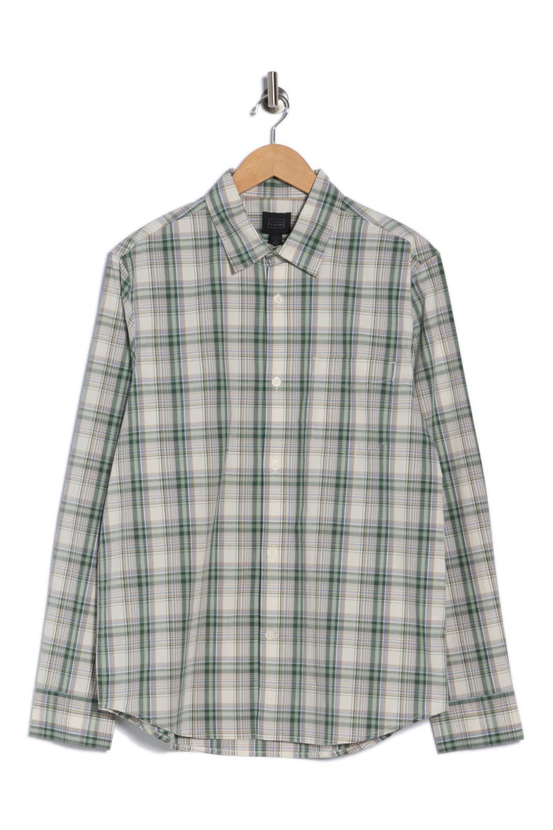 Plaid Poplin Button-Up Shirt, Alternate, color, IVORY BRIAN PLAID