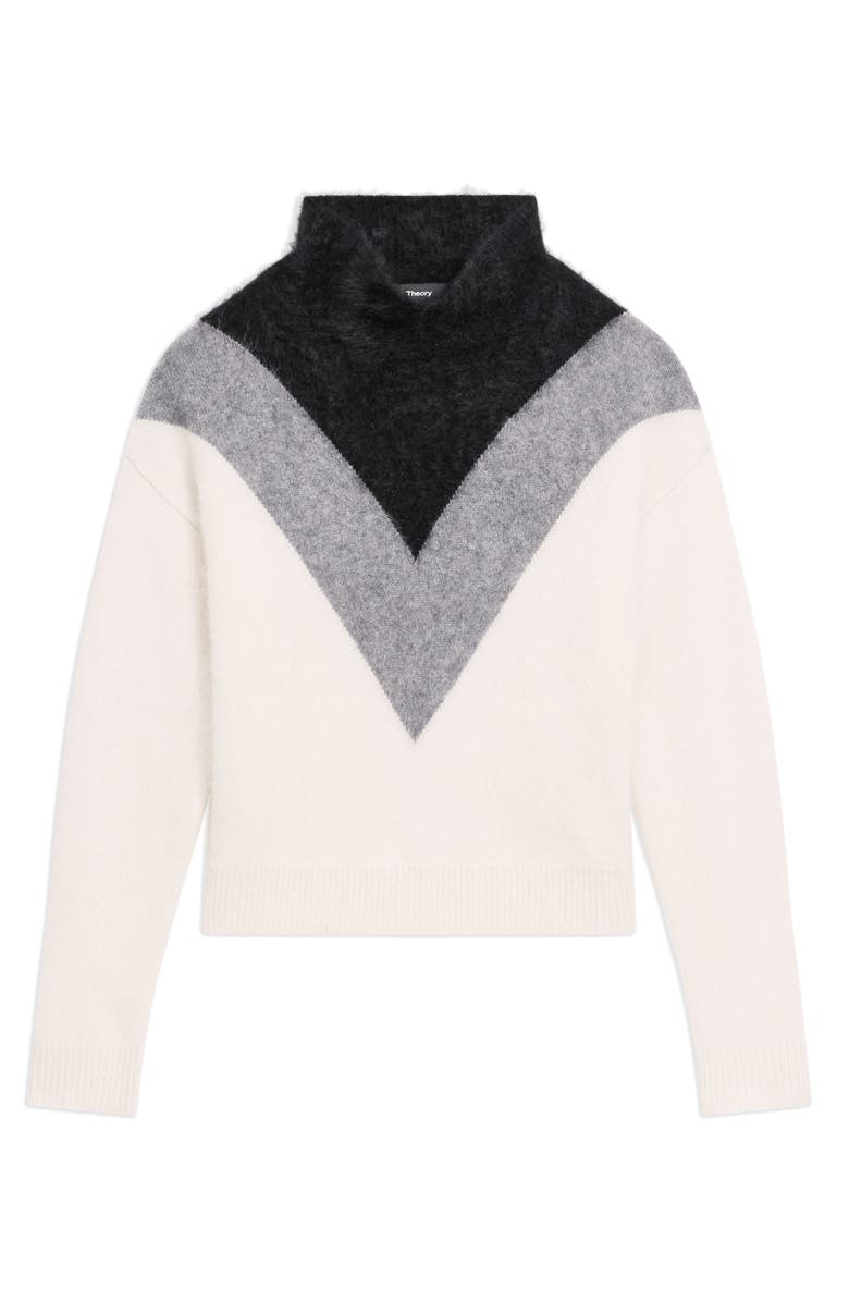 Theory Chevron Yoke Brushed Cashmere Sweater, Alternate, color, Ivory Multi - Check