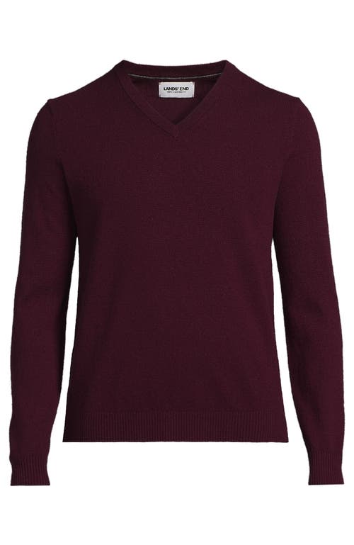 Lands' End Fine Gauge Cashmere V-neck Sweater In Burgundy