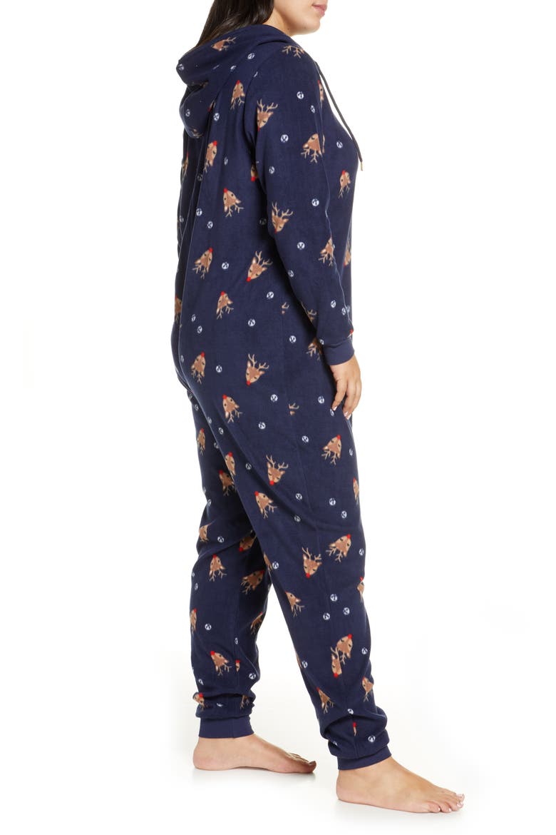 Microfleece Sleep Romper, Alternate, color, NAVY PEACOAT HOLIDAY FESTIVE