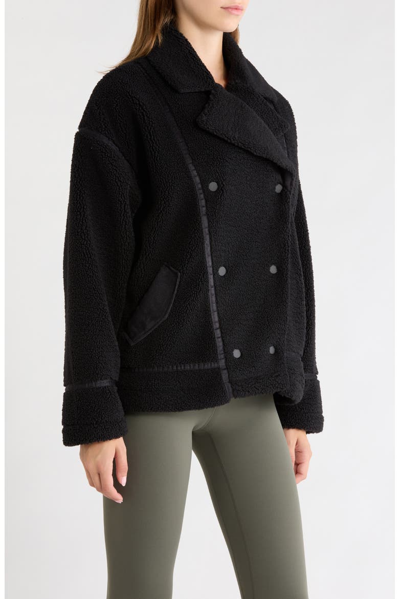 Faux Shearling Biker Jacket, Alternate, color, BLACK