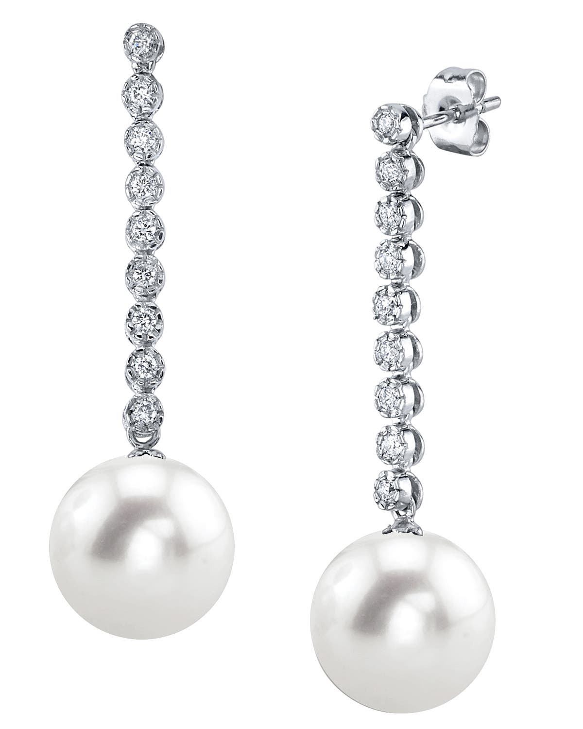The Pearl Source Freshwater Pearl & Diamond Serena Earrings In White Gold