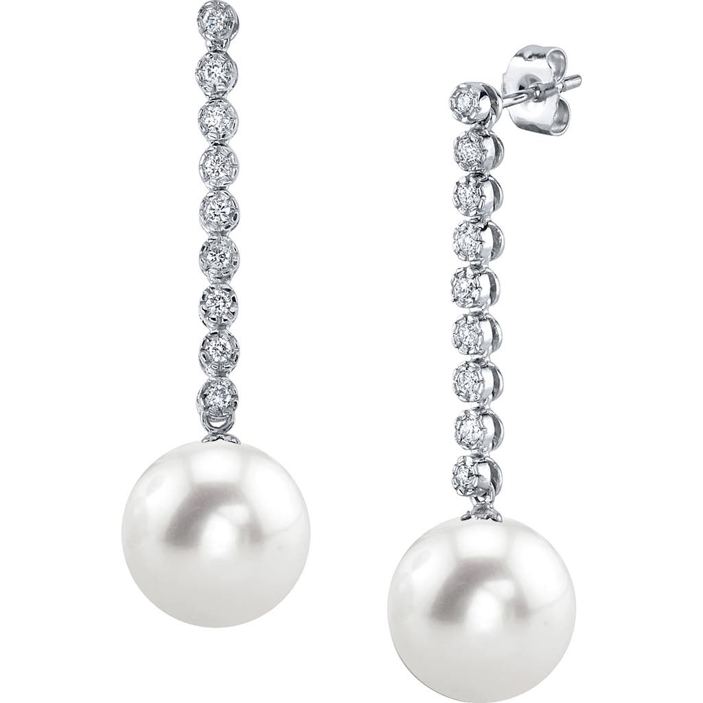 The Pearl Source Freshwater Pearl & Diamond Serena Earrings In White Gold