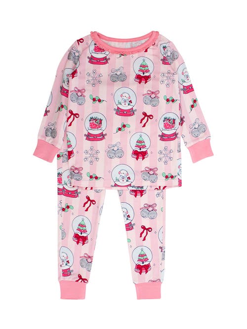 Rufflebutts Babies' Softsnooze Ruffle Long Sleeve Pajama Set, Signature Rear Ruffles In Pink