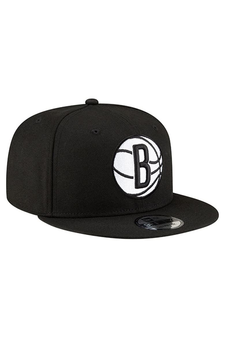 Men's New Era Black Brooklyn Nets 9FIFTY Snapback Hat, Alternate, color, Black