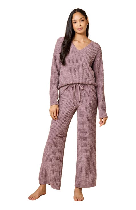 Waffle Marshmallow V-Neck Lounge Set