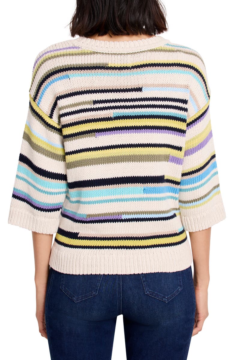 NIC+ZOE Mixed Up Stripe Sweater, Alternate, color, Ivory/ Blue Multi