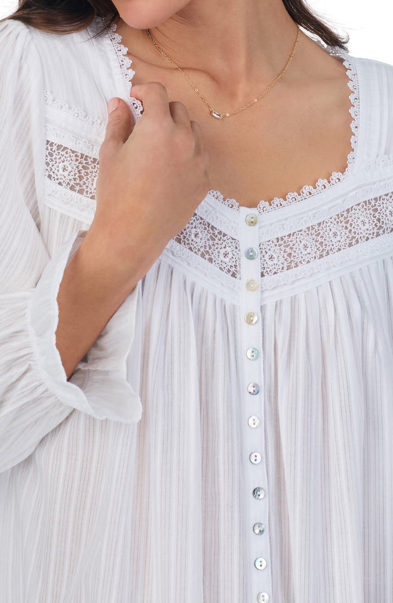 Eileen West Long Sleeve Cotton Dobby Nightgown, Alternate, color,