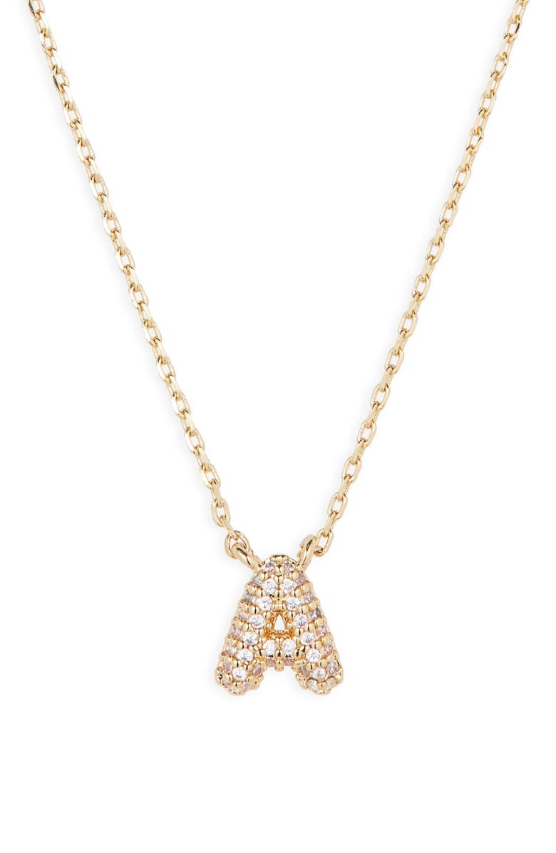 BP. Pavé Crystal Initial Necklace, Main, color, A- 14K Gold Dipped