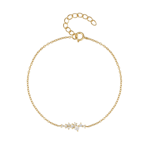 Hollywood Sensation Perla Chain Link Bracelet With Round Cut Cubic Zirconia Cluster In Gold