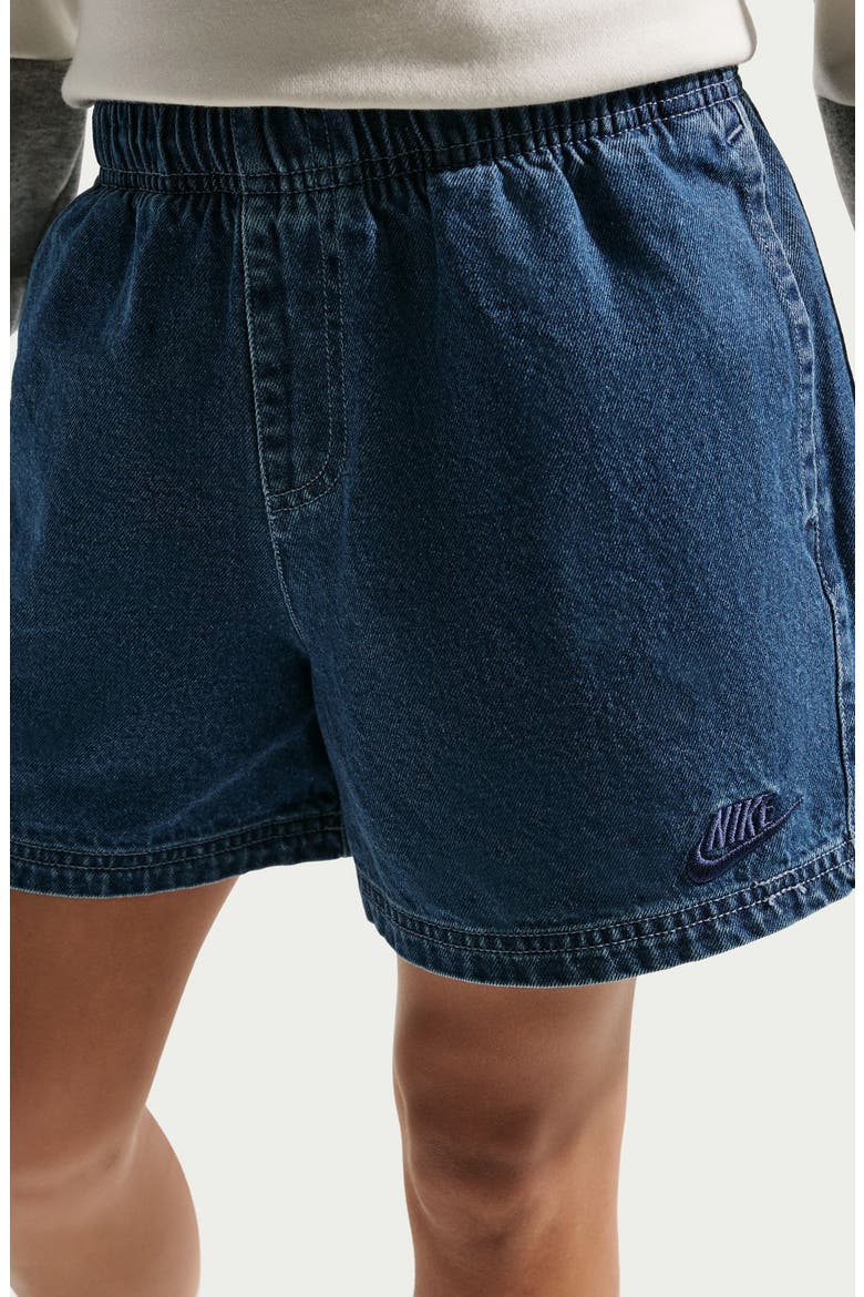 Kids' Cotton Denim Drawstring Shorts, Alternate, color, 435 MYSTIC NAVY/COASTAL BLUE