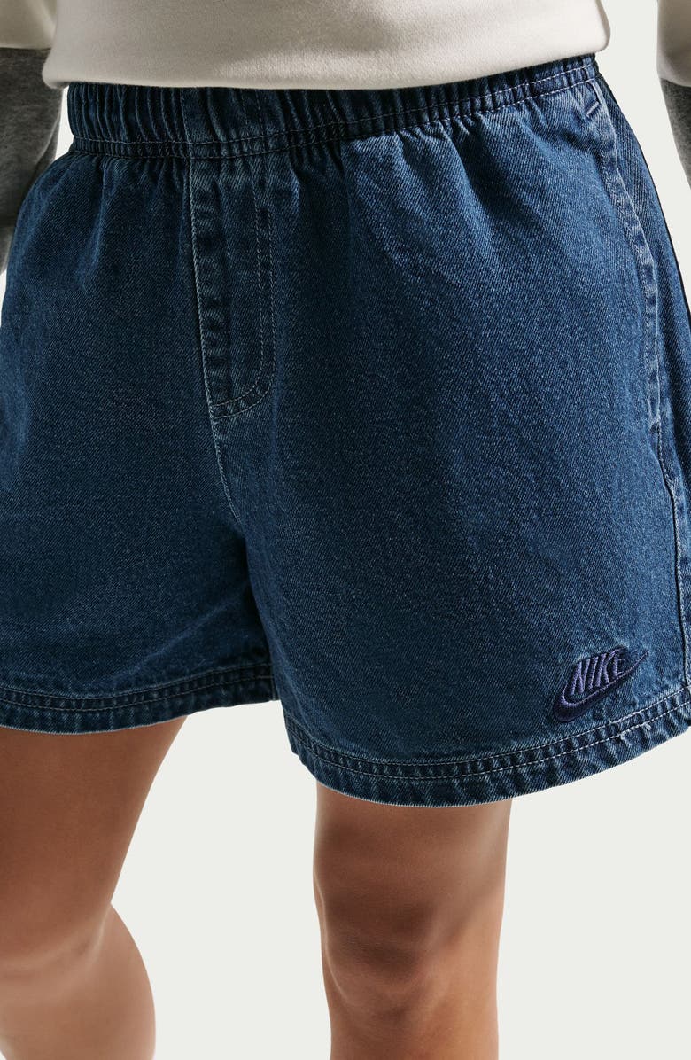 Nike Kids' Cotton Denim Drawstring Shorts, Alternate, color, 435 Mystic Navy/Coastal Blue