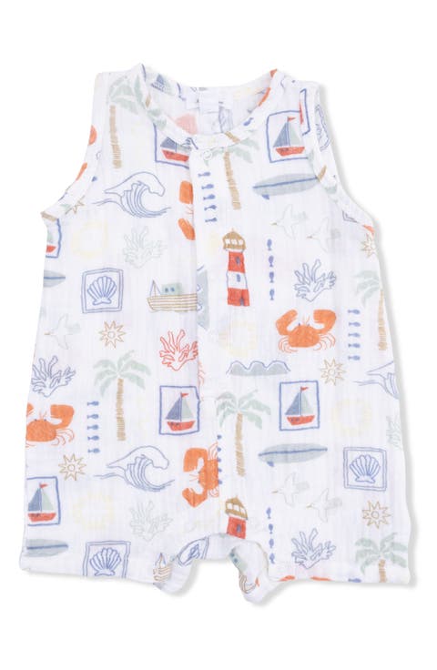 Club Mediterranean Organic Cotton Muslin Romper (Baby)