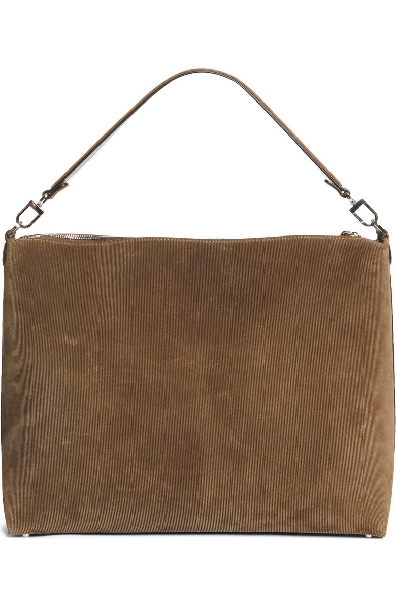 TOTEME Medium Bevel Corded Suede Hobo Bag, Alternate, color, Dark Taupe