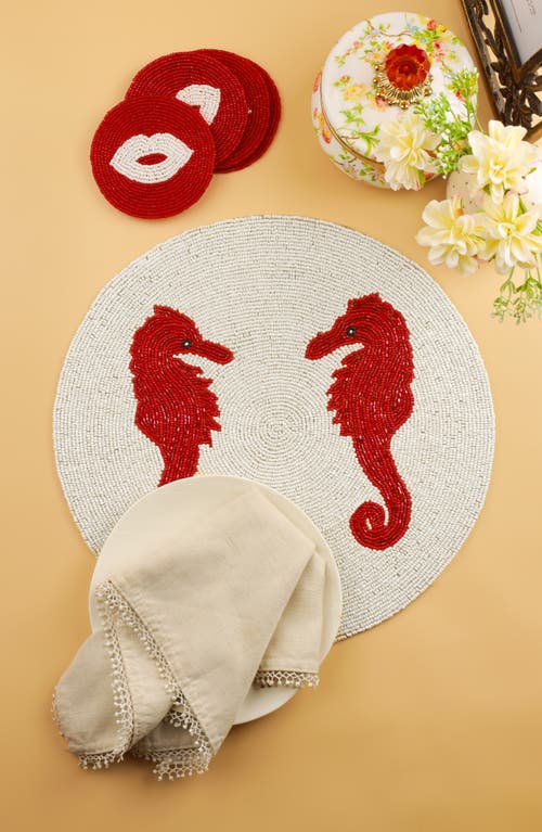 Tiramisu The Coral Kiss Beaded Placemat In Multi