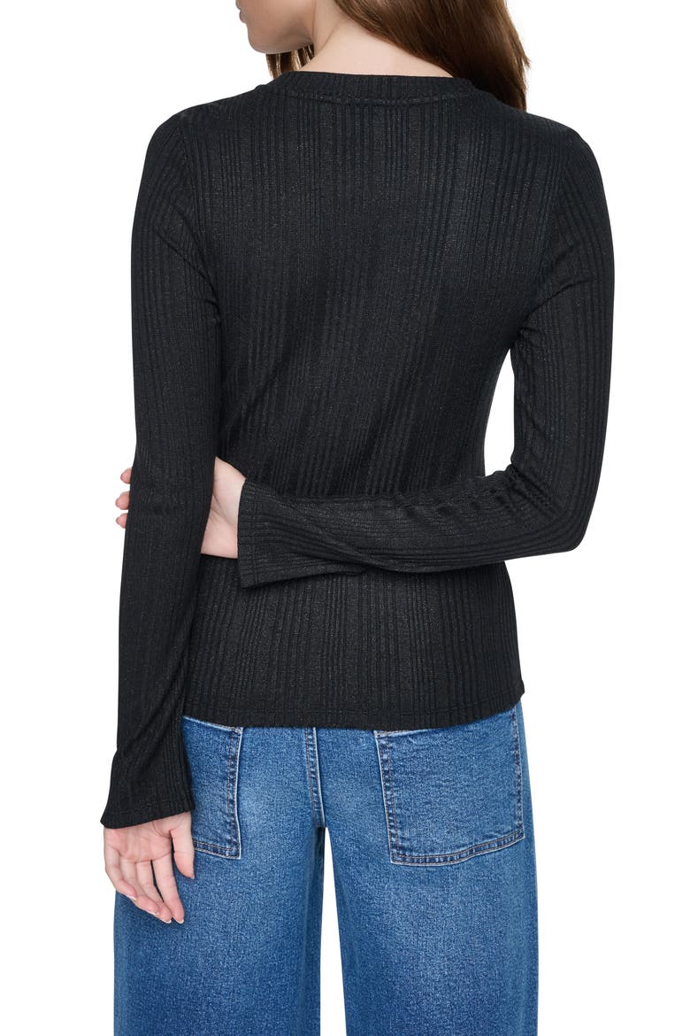 Ribbed Button Detail Sweater, Alternate, color, BLACK