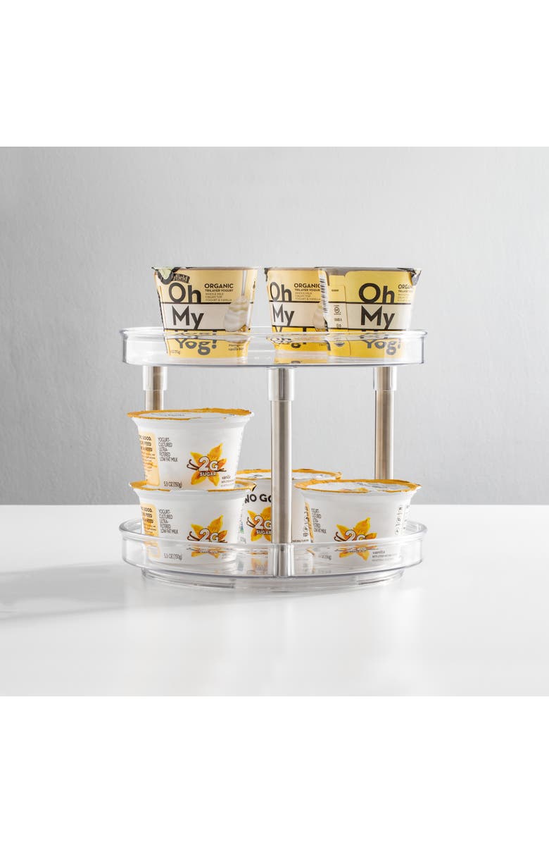 iDesign 9-Inch Plastic 2-Tier Lazy Susan - Set of 2 - Clear/Chrome, Alternate, color, Clear
