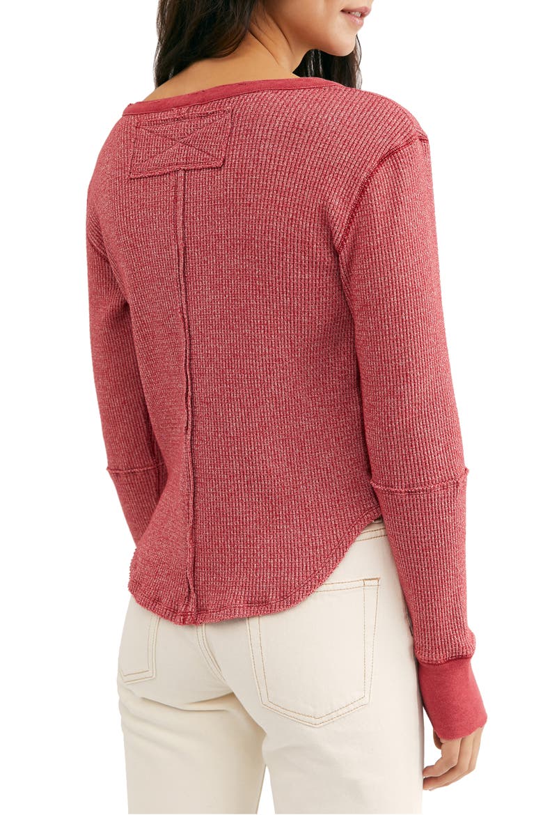 Everest Long Sleeve Henley Top, Alternate, color, RED TIDE