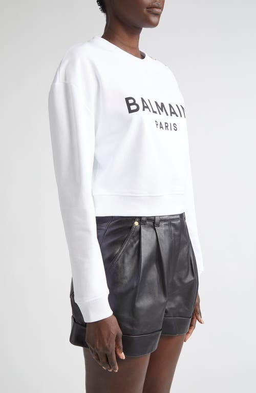 Balmain Crop Logo Graphic Sweatshirt