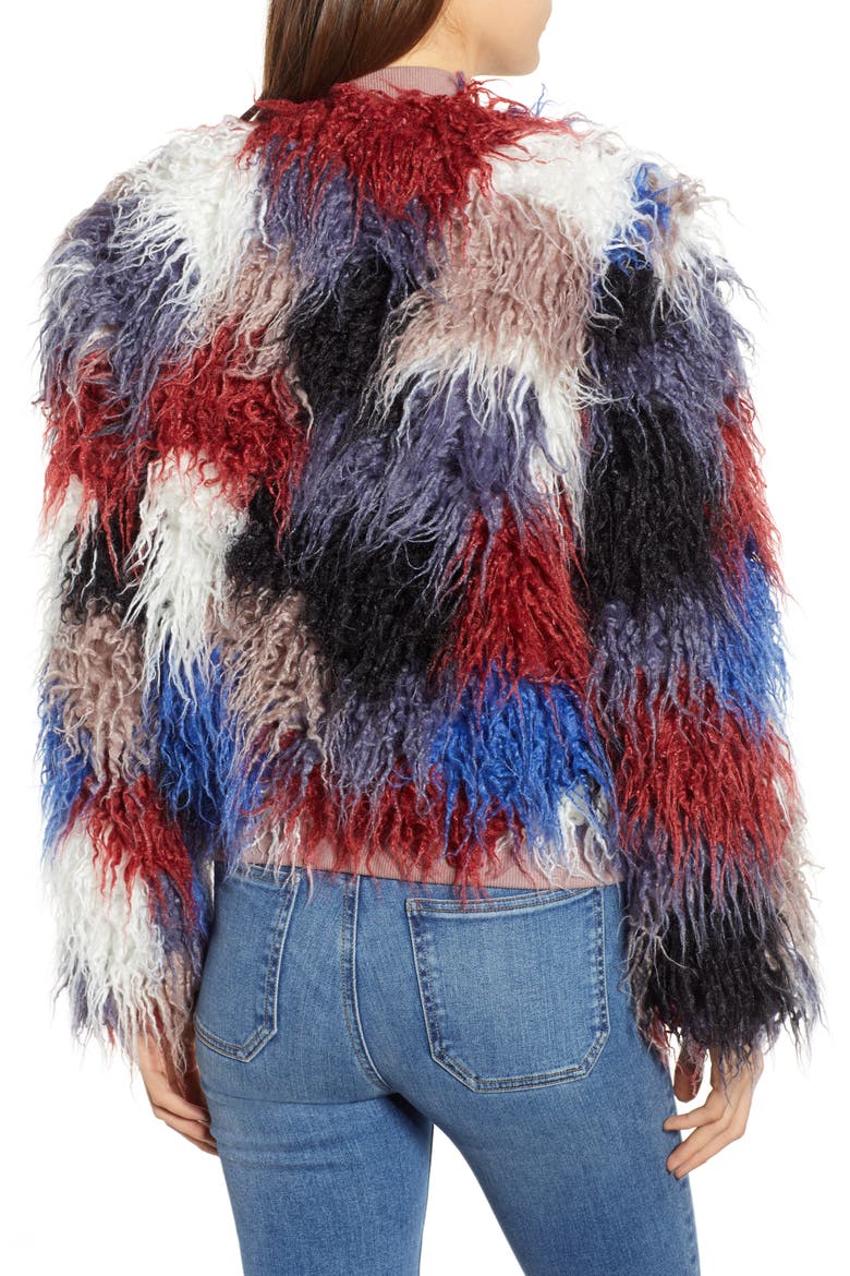 Shaggy Faux Fur Jacket, Alternate, color, BLUE MULTI