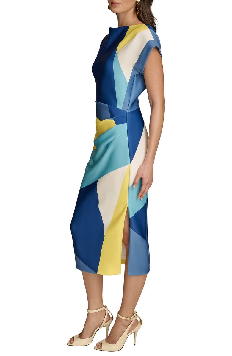 Donna Karan New York Colorblock Scuba Knit Midi Dress, Alternate, color, Cosmos Multi